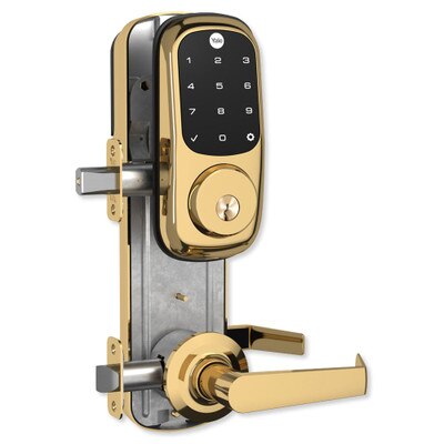 Yale Z-Wave Assure Interconnected Lockset with Touchscreen Deadbolt, Augusta Lever, Right Handed, Bright Brass